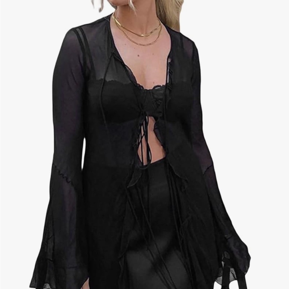 Large black cover-up, full length